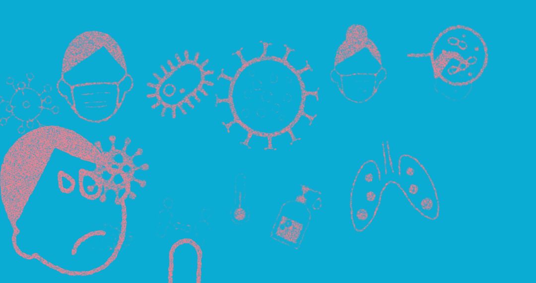 Abstract Medical Icons and Microbes Illustration