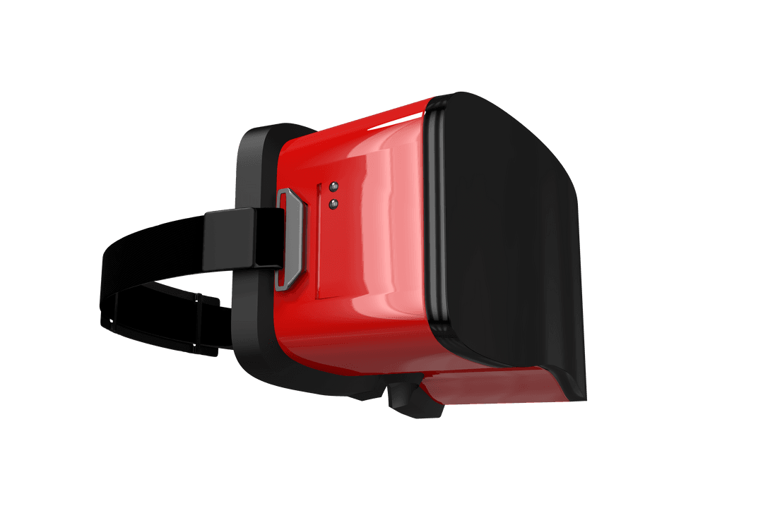 Red VR Headset Digital Illustration on Transparent Background