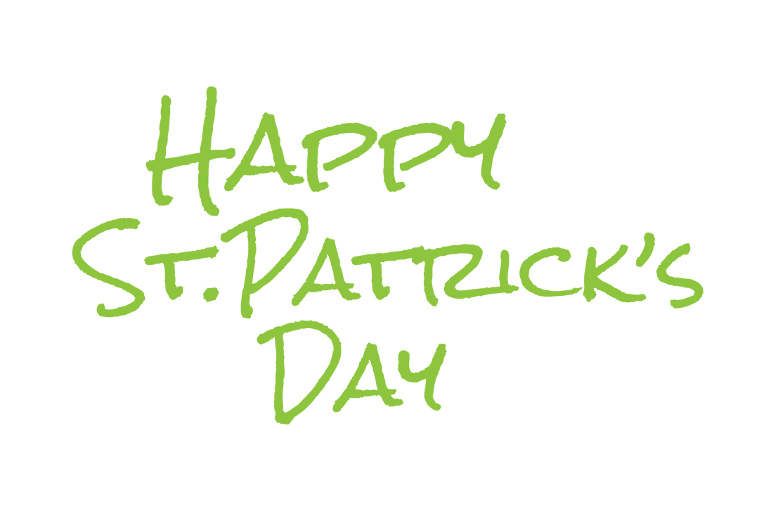 Green Happy St. Patrick's Day Text on Transparent Background