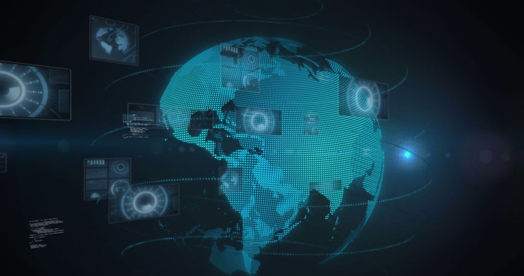 Digital Data Flow Over Earth Globally Stunning Visualization