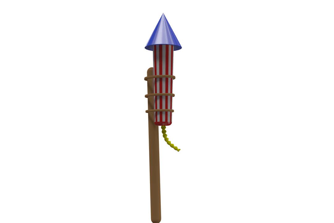 Colorful Firework Rocket Illustration on Transparent Background