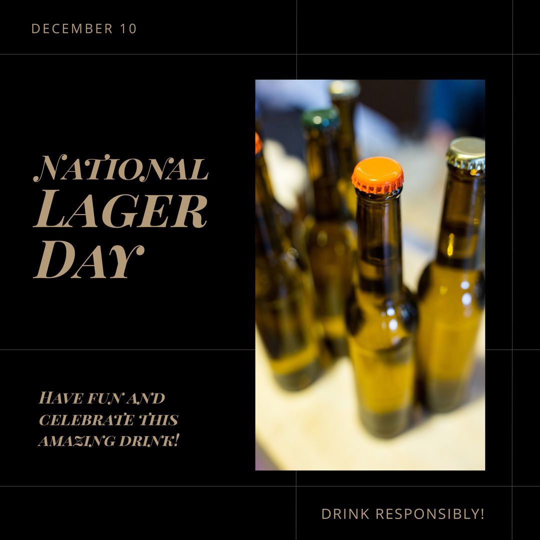 Composition of national lager day text with beer on black background - Download Free Stock Templates Pikwizard.com