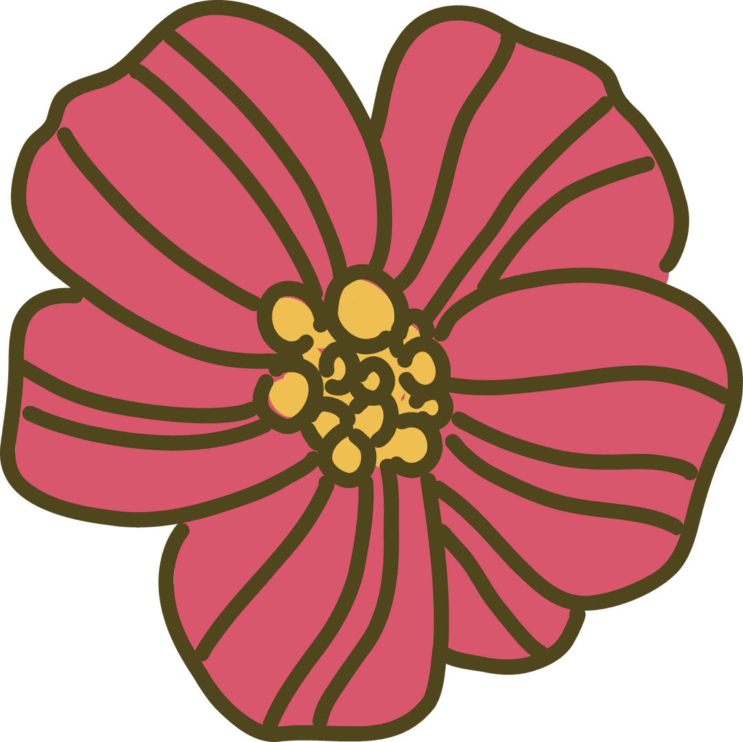 Cartoon Pink Flower Bloom Transparent Icon Flat Style