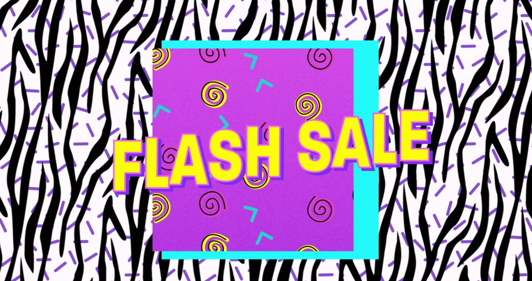 Bright Flash Sale Banner Over Zebra Pattern