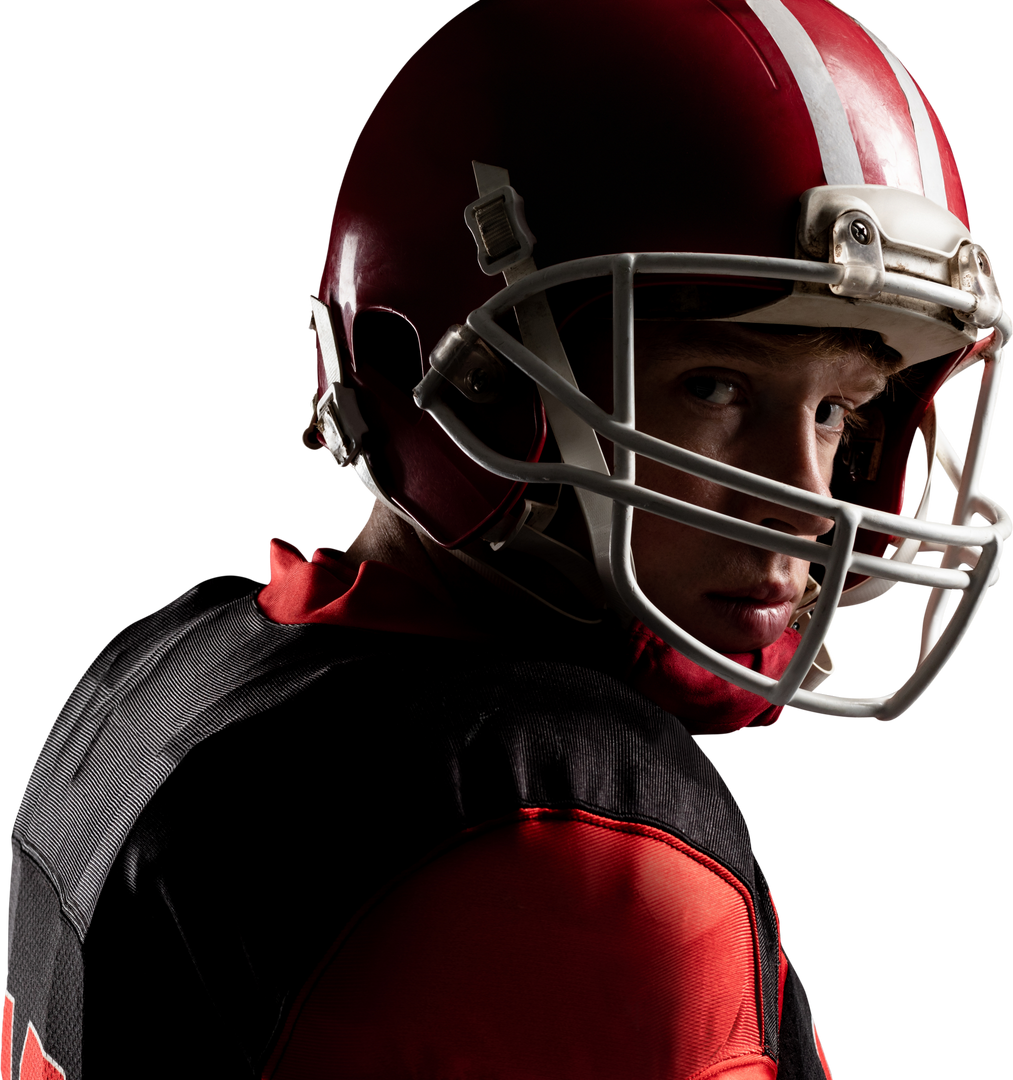 Transparent Close-Up of American Football Player in Helmet with Serious Expression - Download Free Stock Images Pikwizard.com