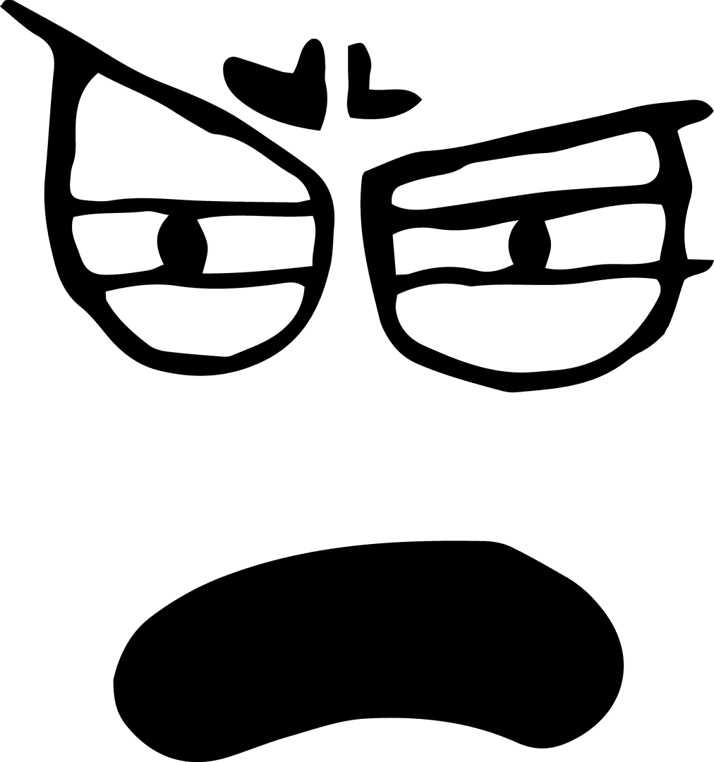 Sad Eyes and Face Illustration on Transparent Background