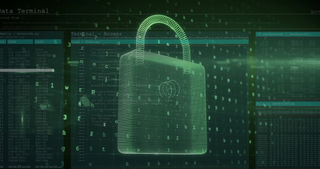 Digital Padlock with Cyber Data Visualization