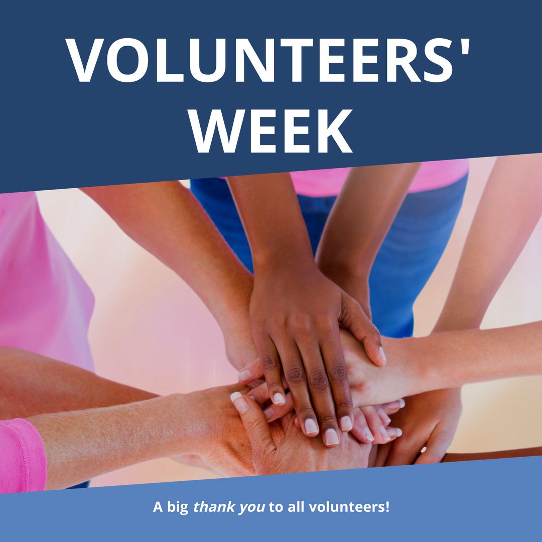 Diverse Women Stacking Hands for Volunteers' Week Celebration