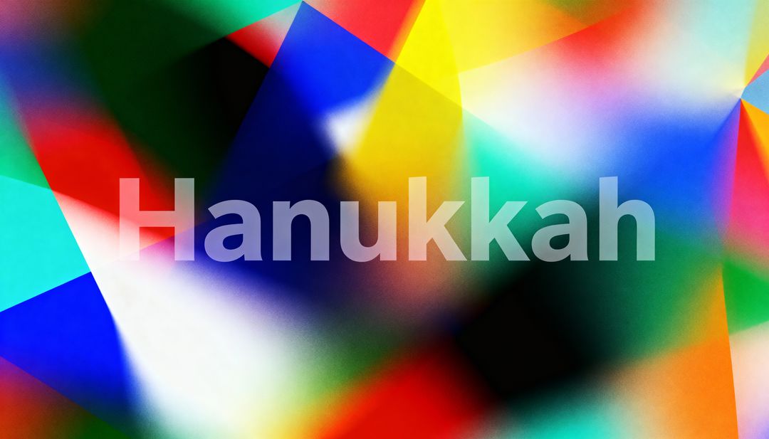Hanukkah Celebrating Abstract Geometric Color Burst with Semi-Transparent Typography