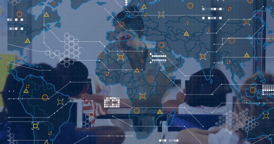 Team Analyzing Global Data on Interactive World Map