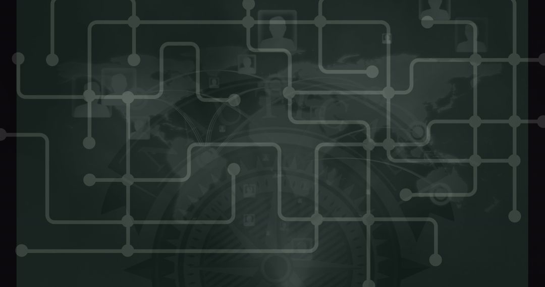 Digital Network Connections Overlaying Global Map Background