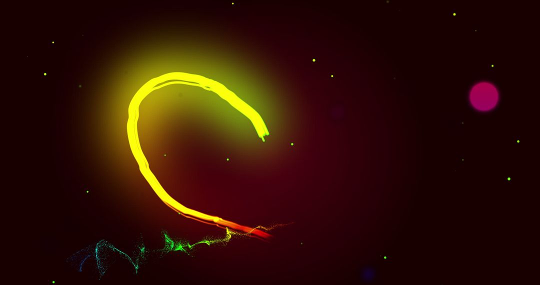 Glowing Heart Light Trail Against Dark Background