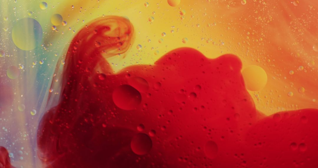 Colorful Liquid with Abstract Baubles on Gradient Background