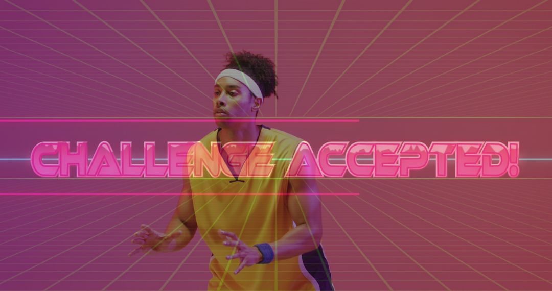 Challenge Accepted Neon Basketball Concept