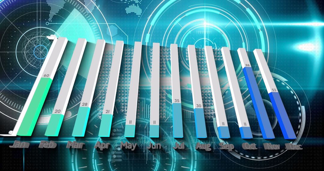 Futuristic Digital Graph with Data Visualization Elements