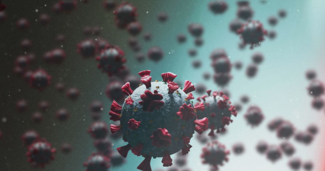 3D Illustration of COVID-19 Virus Cells in Environment