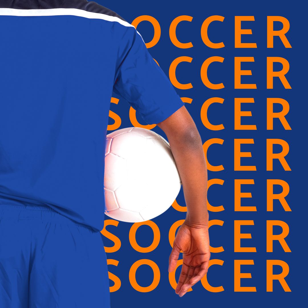 Soccer Player Holding Ball Against Graphic Background