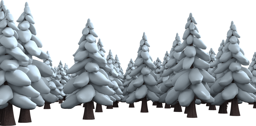 Digitally Rendered Snow Covered Transparent Christmas Trees Forest