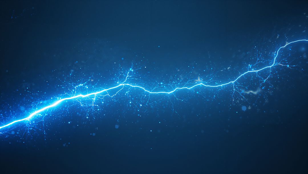 Digital Electric Blue Lightning Bolt in Deep Space