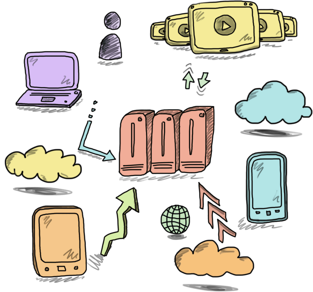 Digital Communication Collage on Transparent Background