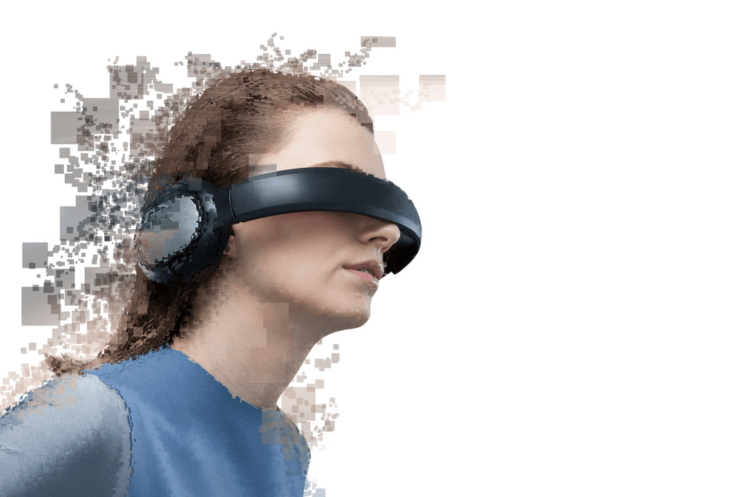 Caucasian Woman Experiencing VR Technology on Transparent Background