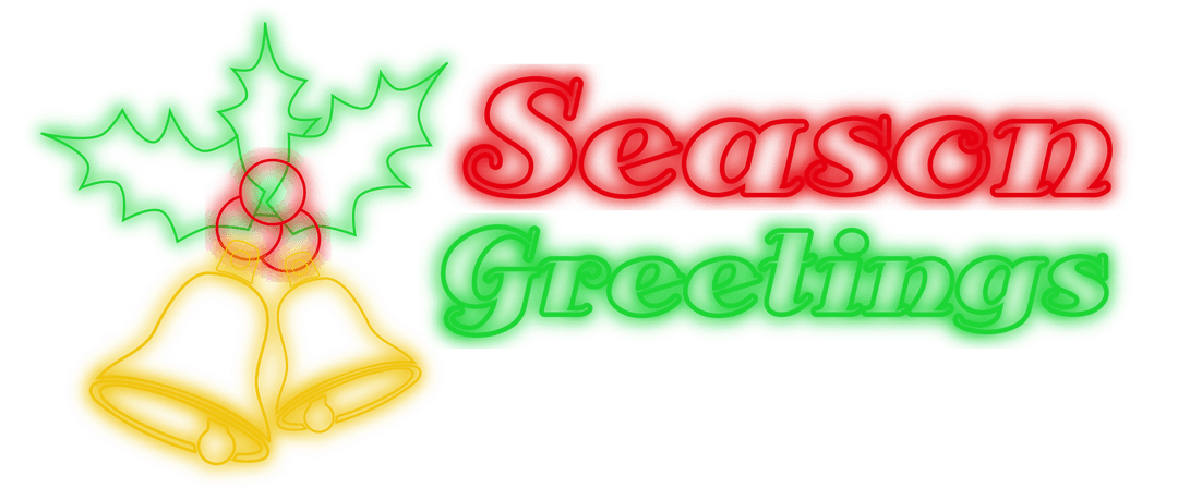 Transparent Neon Christmas Bells with Text Decoration