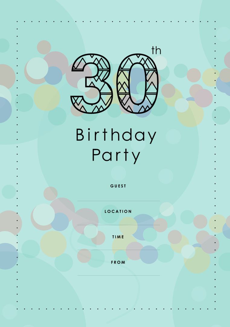 30th Birthday Party Invitation with Playful Bubbles