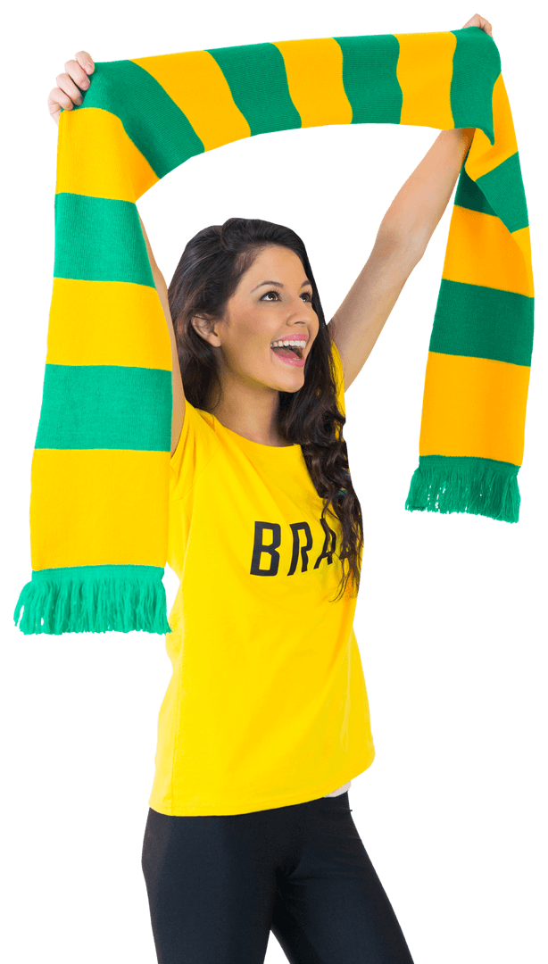 Transparent Cheerful Fan Celebrating with Scarf