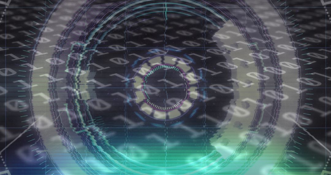 Glitch Art with Binary Code and Futuristic Data Overlay