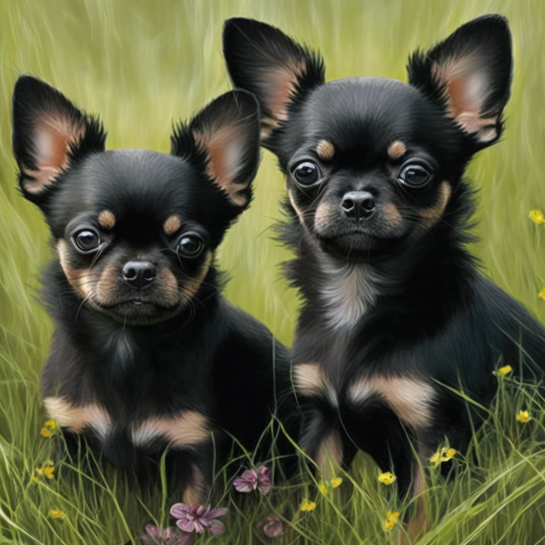 Close up of two cute black chihuahua dogs in field, created using generative ai technology - Free Images, Stock Photos and Pictures on Pikwizard.com