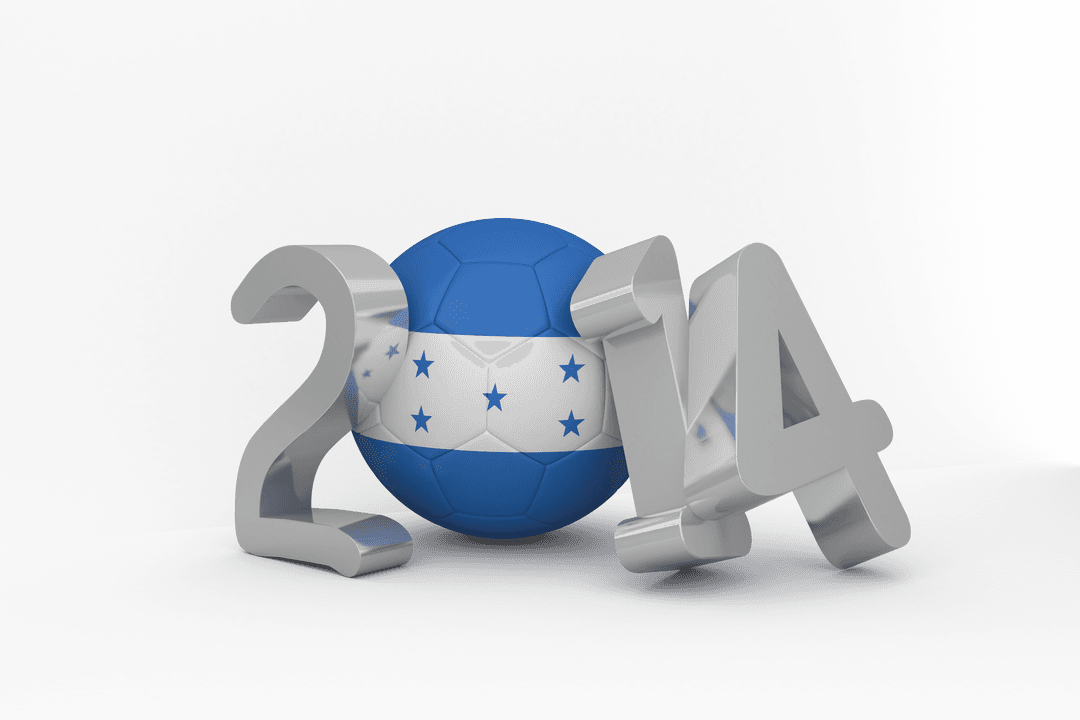 Transparent 2014 Text with Honduras Flag Soccer Ball