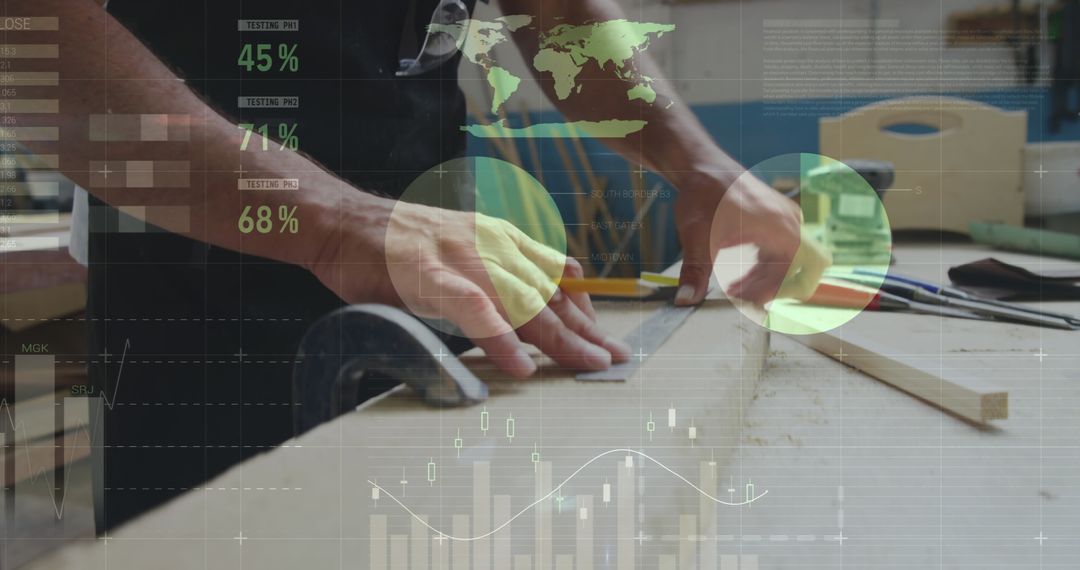 Tradesmen Analyzing Data in Workshop on Innovative Project