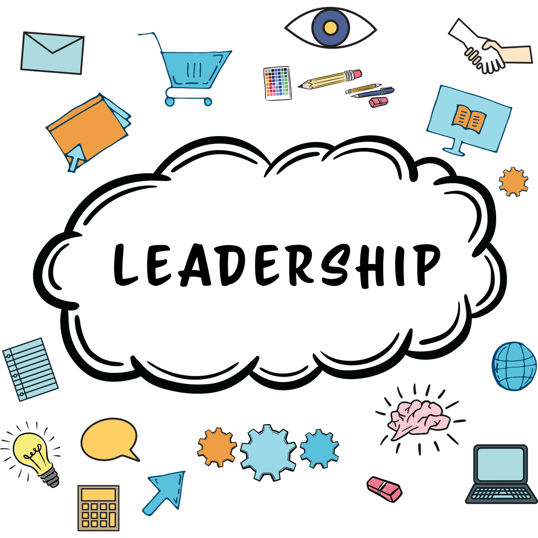 Leadership Cloud with Management Icons on Transparent Background