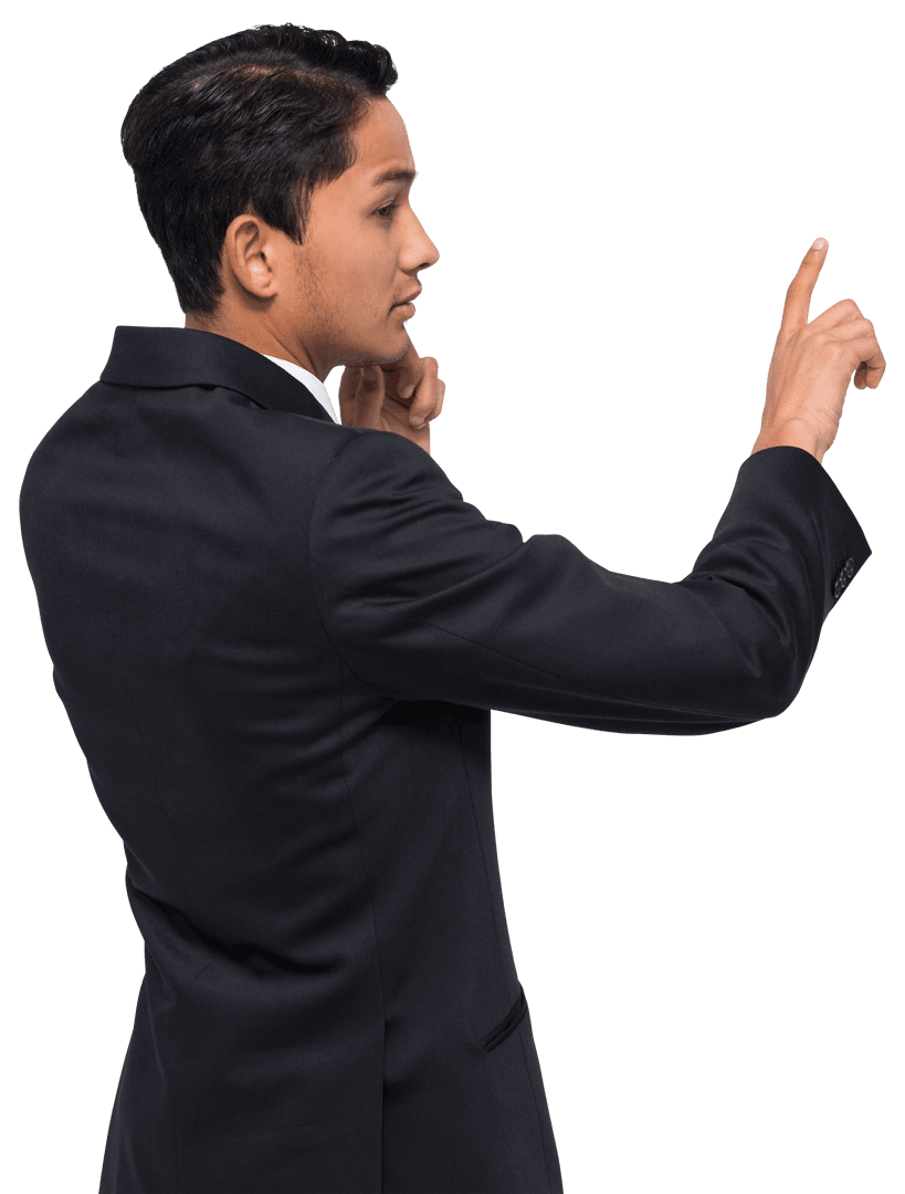 Transparent Businessman Thinking Gesture on Isolated Background