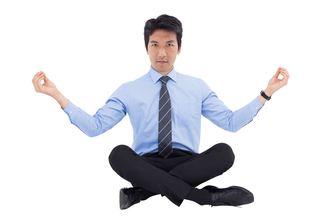 Transparent Yoga Practice Businessman on Meditation Break