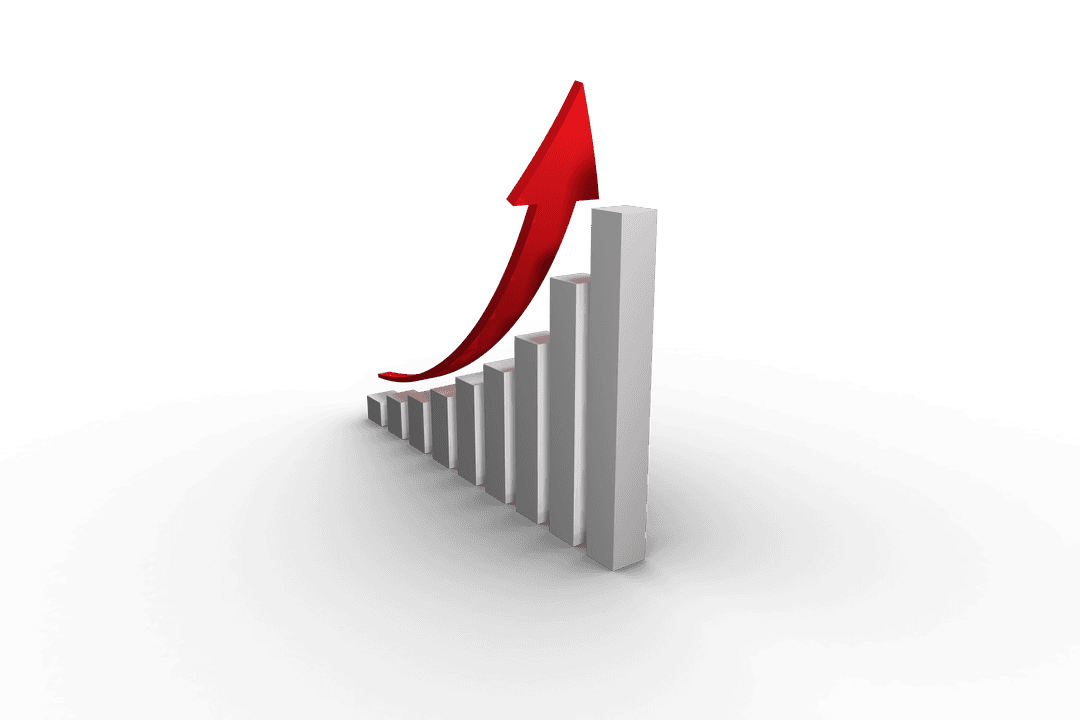 Transparent 3D Bar Chart With Upward Red Arrow - Download Free Stock Images Pikwizard.com