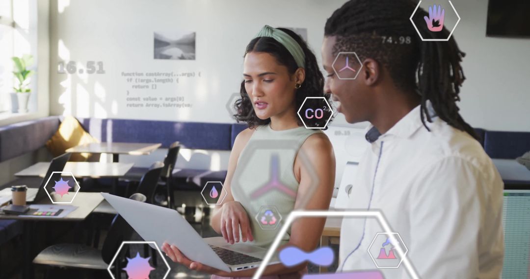 Eco Technology Data with Diverse Professionals Collaborating