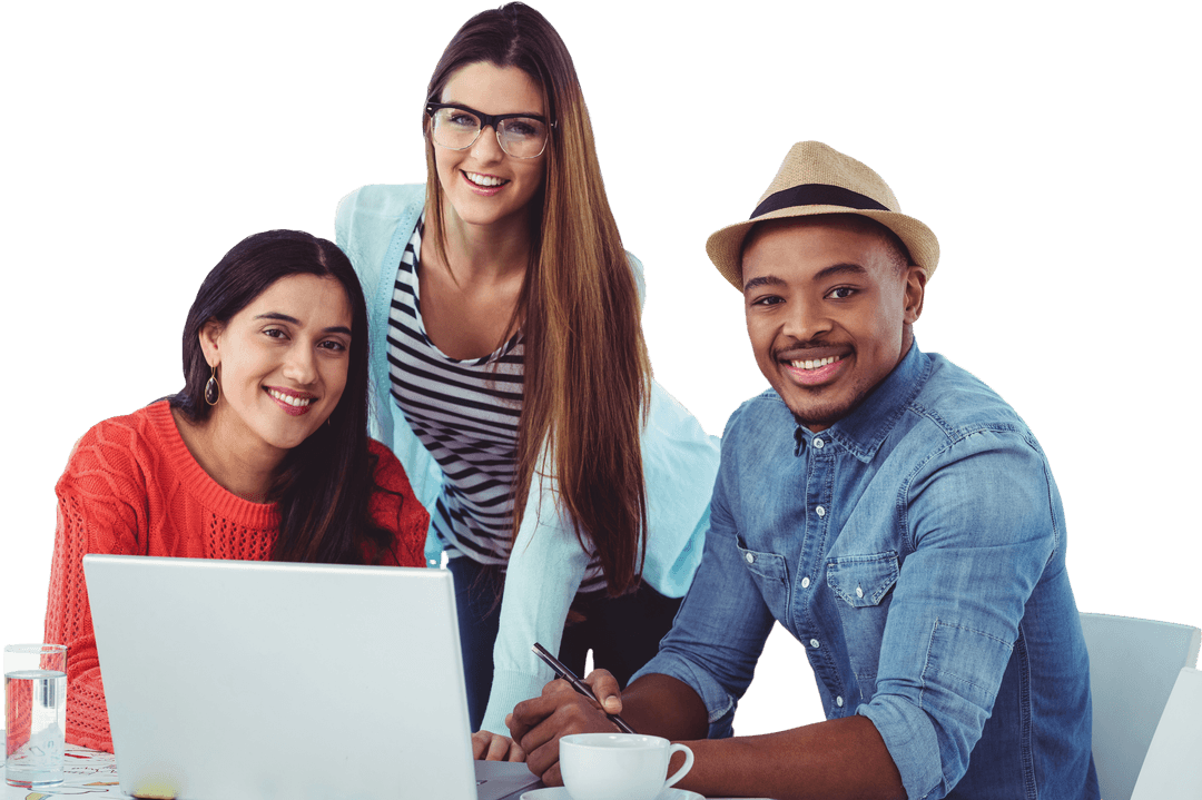 Transparent Diverse Creative Team Meeting in Casual Office