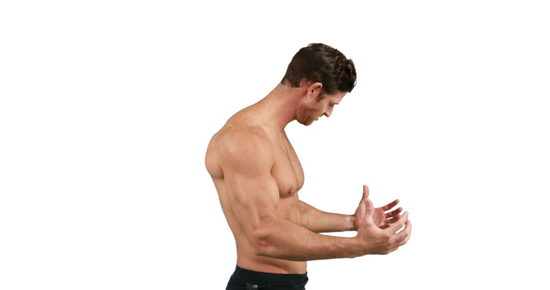 Athletic Man Exercising Against White Background - Free Images, Stock Photos and Pictures on Pikwizard.com