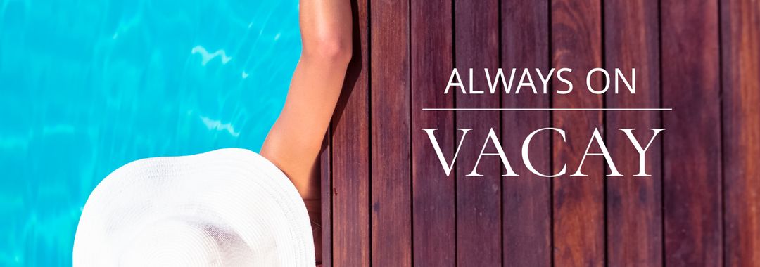 Relaxing by Poolside with Hat and Summer Vibes