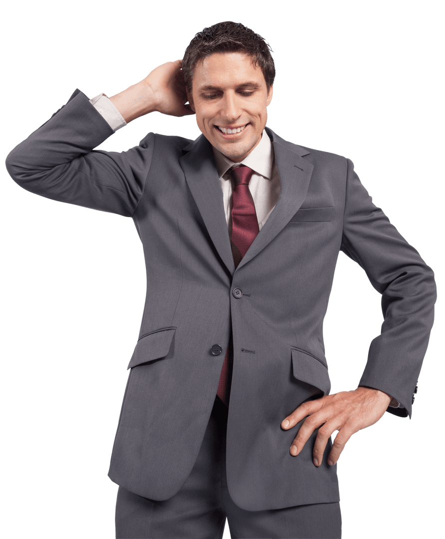 Caucasian Businessman in Suit Smiling in Transparent Background