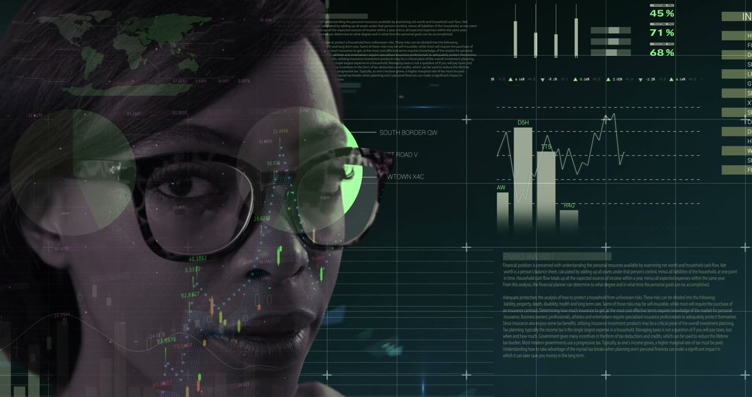 Financial Data Analysis Overlaying Business Professional