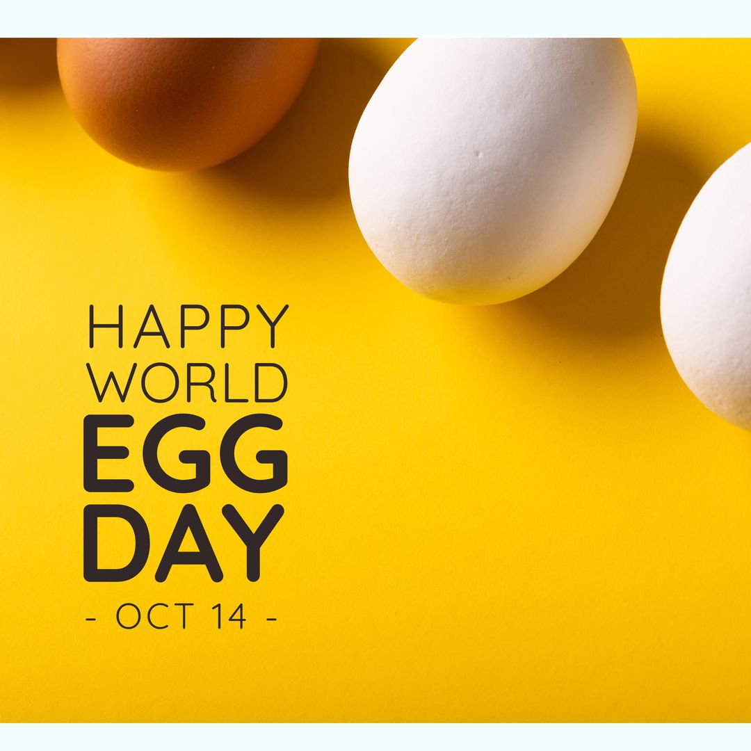 Happy World Egg Day Celebration with Brown and White Eggs on Yellow Background - Download Free Stock Templates Pikwizard.com