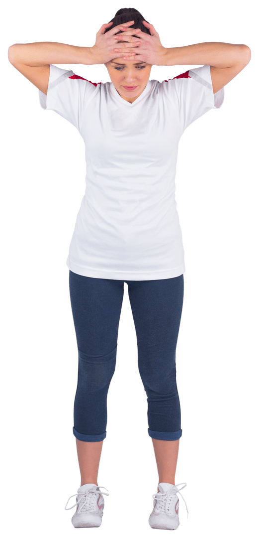 Frustrated Football Fan Holding Head in Transparent Background