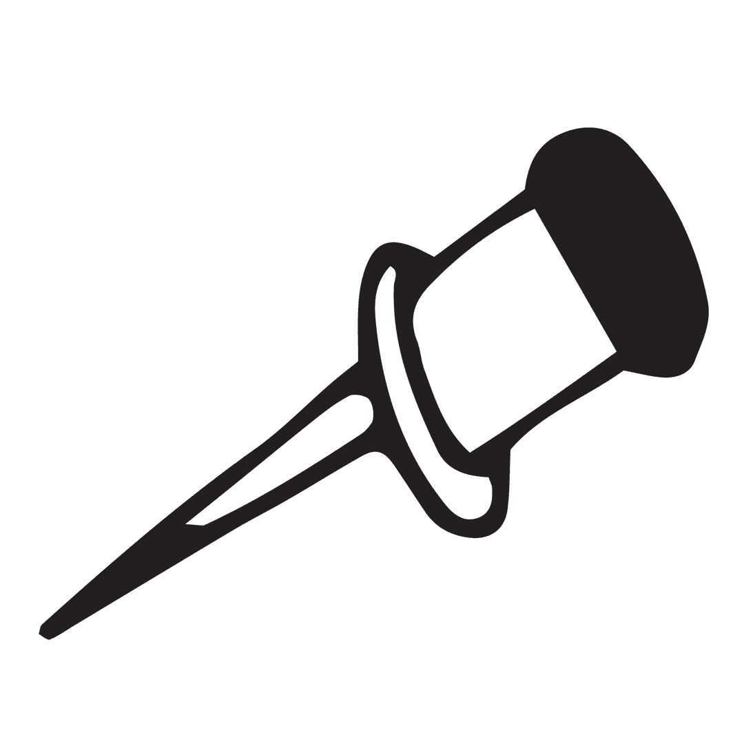 Black Thumbtack Silhouette Vector with Transparent Background