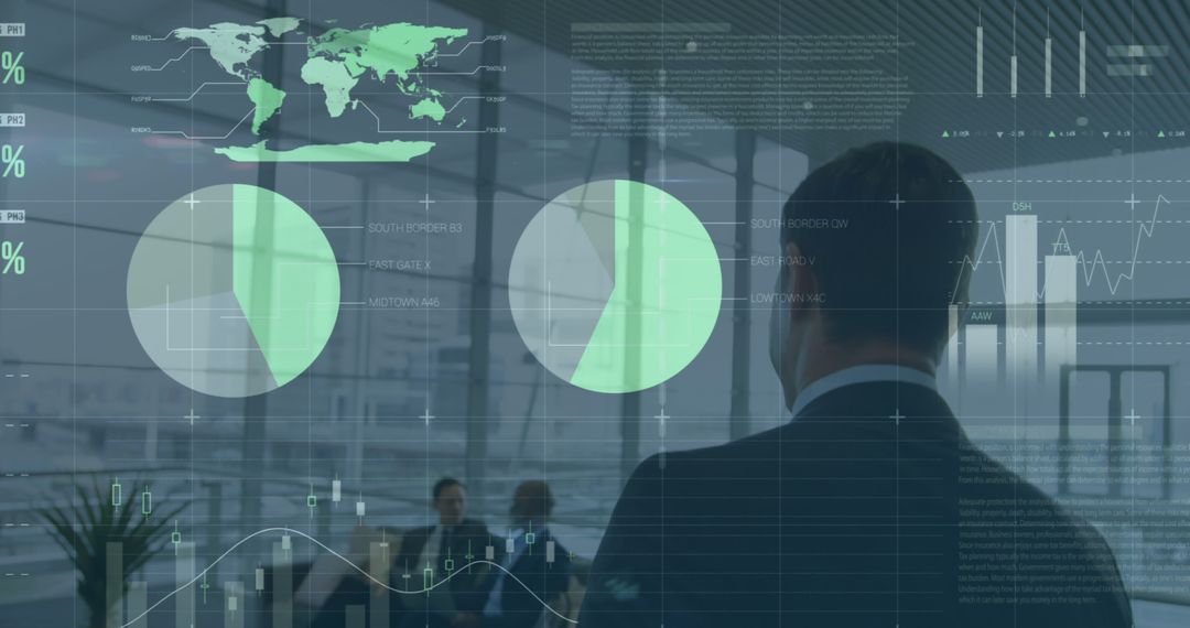 Businessman Analyzing Global Data Visualization Interface