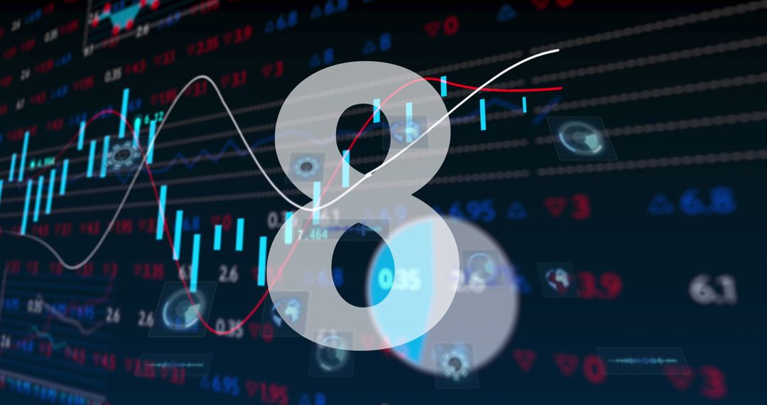 Stock Market Countdown with Financial Graphs and Digital Data
