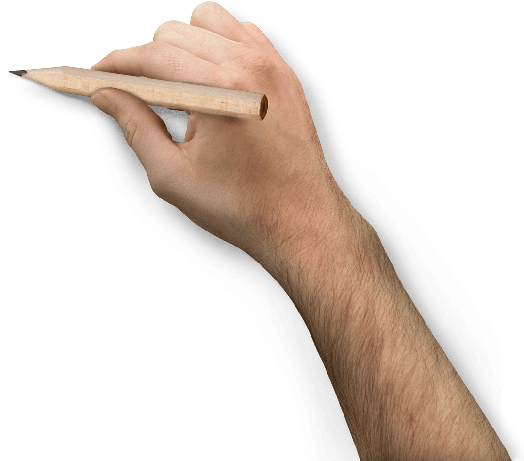 Hand Holding Wooden Pencil with Transparent Background