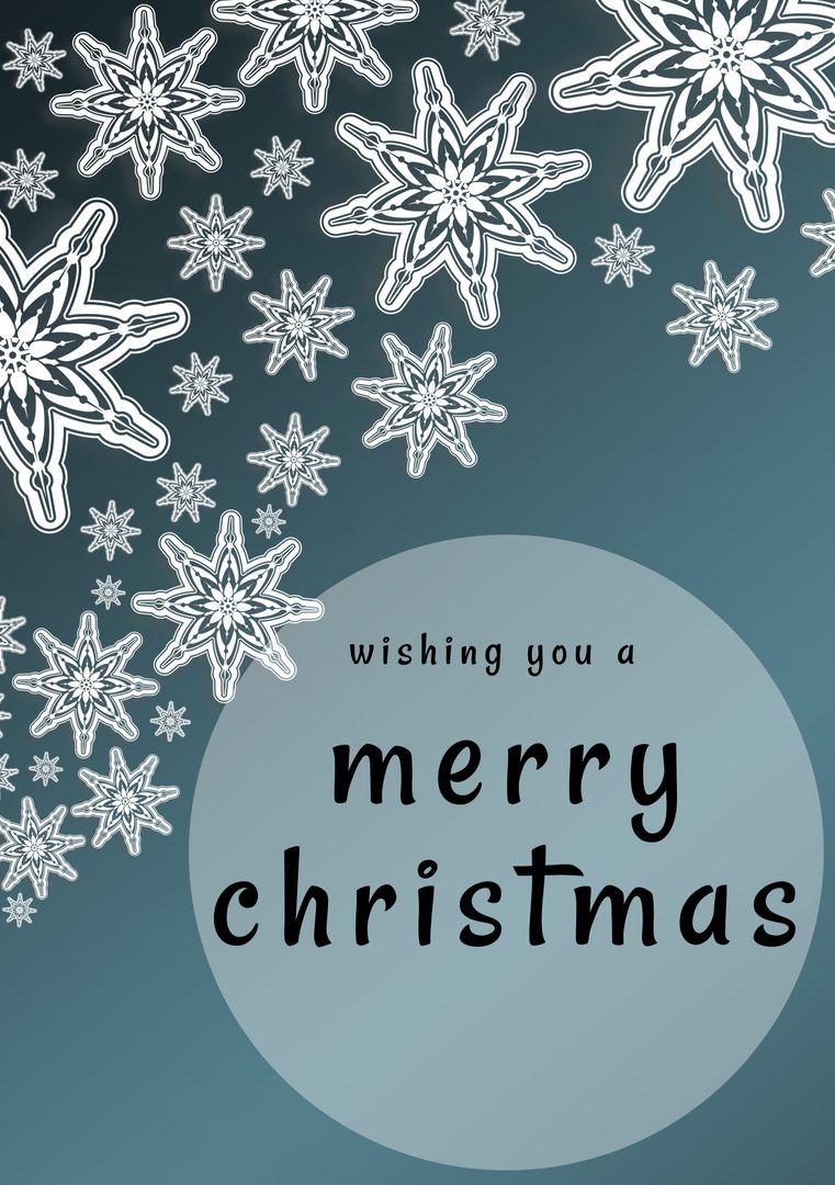 Merry Christmas Greeting with Snowflakes and Text