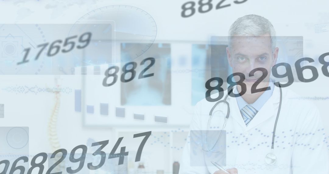 Innovative Doctor Analyzing Healthcare Data with Digital Interface